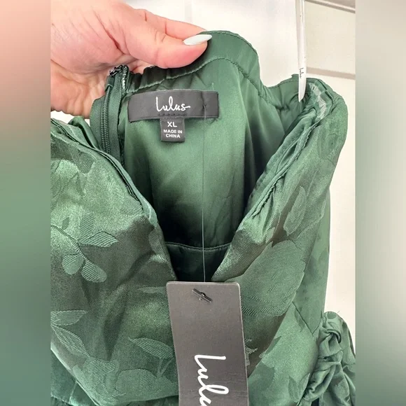 Lulus Green Jacquard Dress - Picture 5 of 5